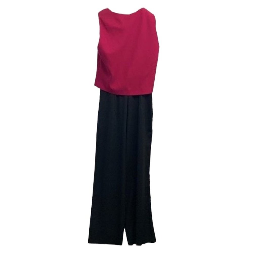 Linea Moda Jumpsuit Size 4 Multicolor Sleeveless Pleated Neck Elegant Chic New - Picture 4 of 6